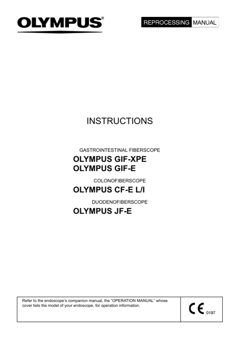 GIF/CF/JF Type E Fiberscope Reprocessing Manual PDF download